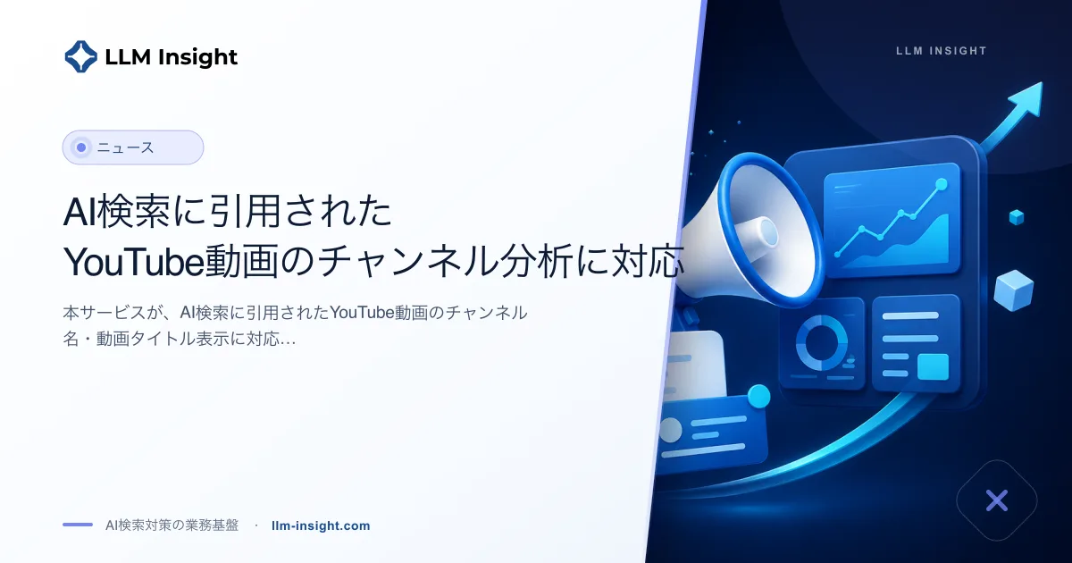AI検索に引用されたYouTube動画のチャンネル分析に対応